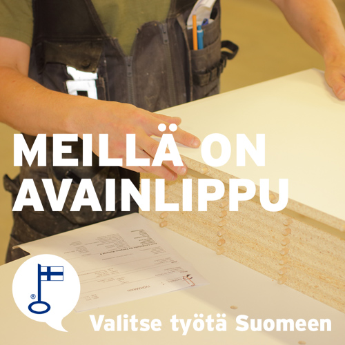 Esan Levykalusteella on Avainlippu-merkki